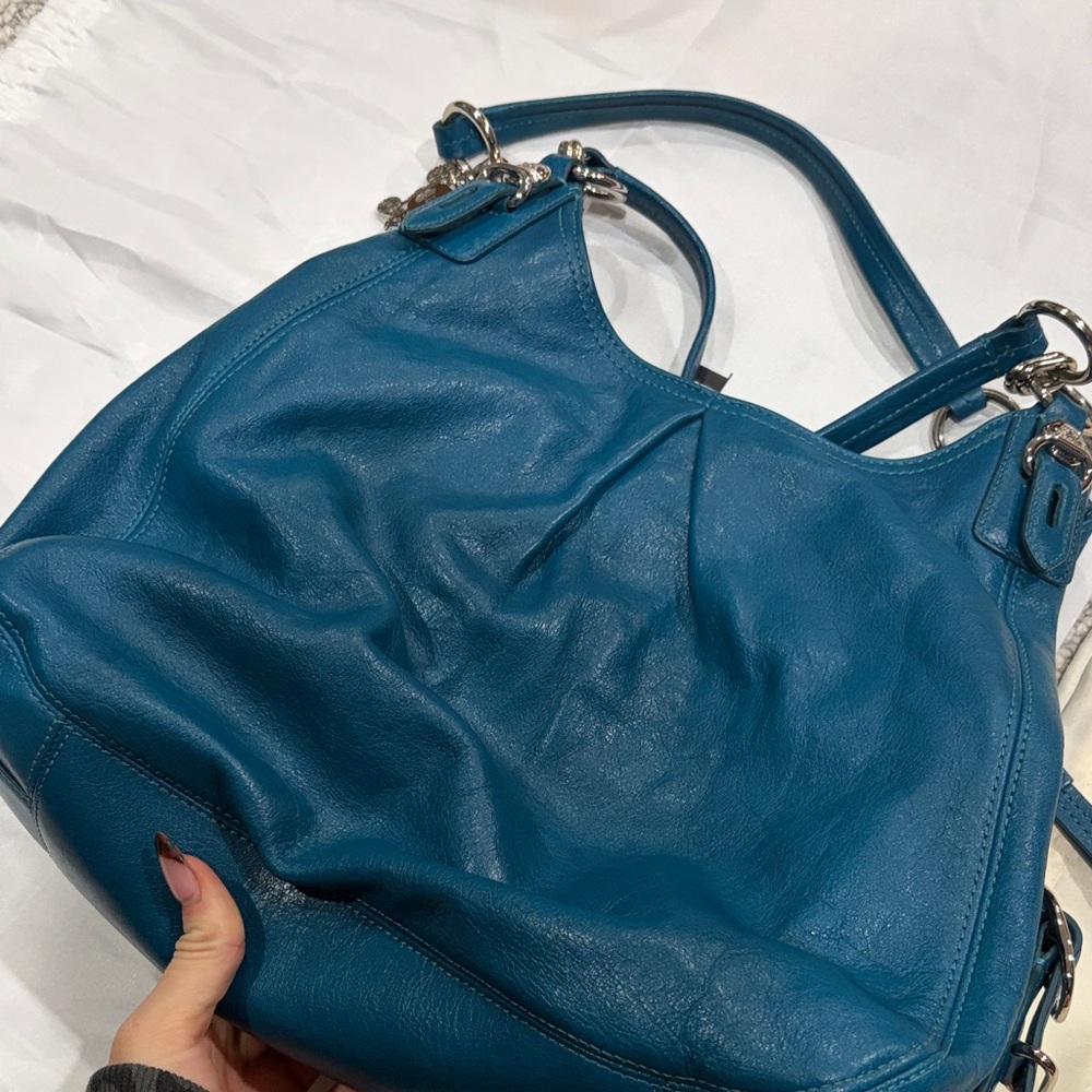 Teal Leather Shoulder Bag - Women